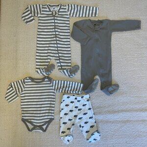 Two Onesies, One Shirt & Pants Set, Monica & Andy, 3-6M